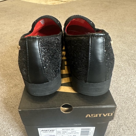 Uubaris mens slip on loafers tuxedo suit shoes sparkly black size 10.5 - Picture 5 of 6